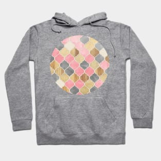 Silver Grey, Soft Pink, Wood & Gold Moroccan Pattern Hoodie